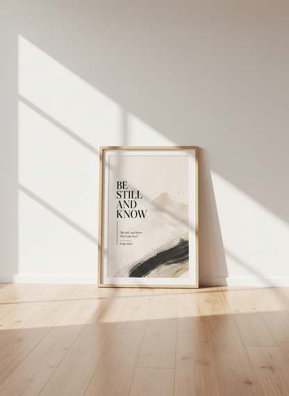 Be Still And Know Psalm 46:10 Wall Art Print | Minimalist Christian Decor