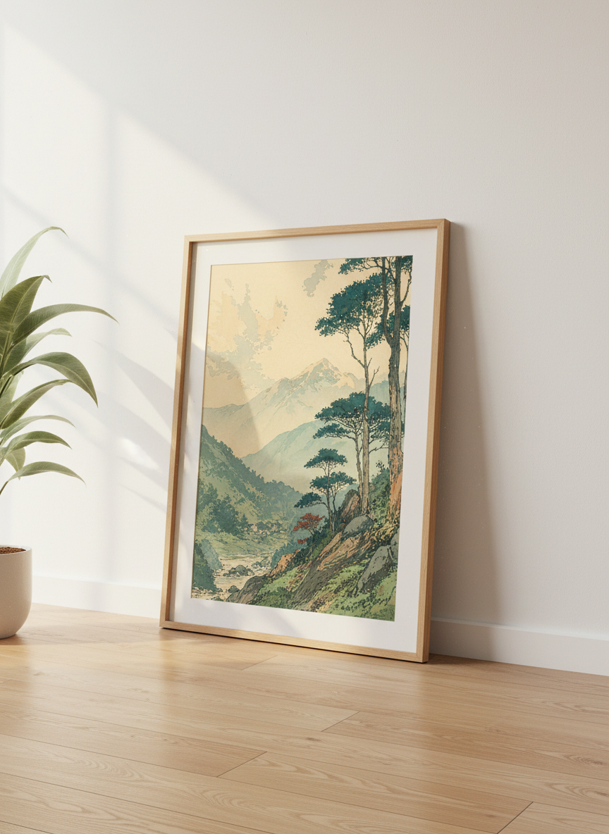 Zen Mountain Landscape Print | Japanese Art, Nature Home Decor | Asian Wall Art