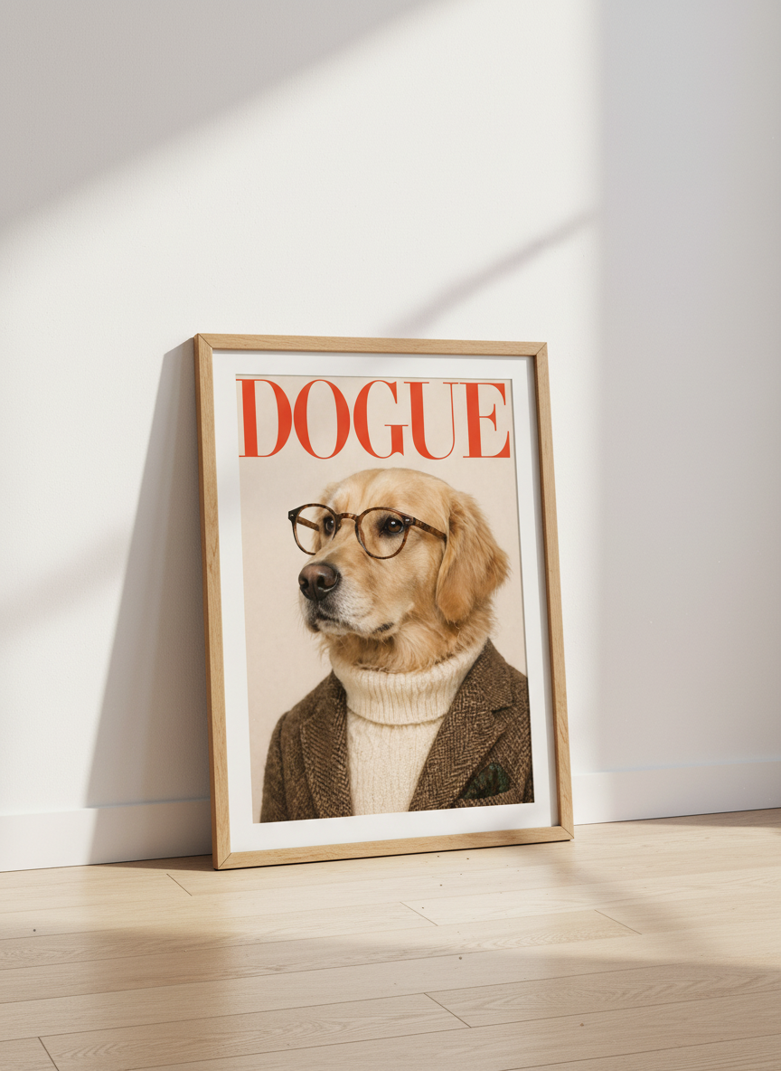 Humorous Dog Wall Art | Golden Retriever Framed Print | Dog Lover Decor | Funny Animal Poster | Modern Home Gift
