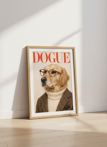 Humorous Dog Wall Art | Golden Retriever Framed Print | Dog Lover Decor | Funny Animal Poster | Modern Home Gift