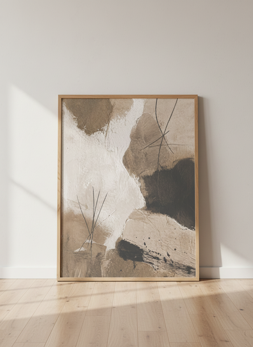 Abstract Lines &amp; Texture Wall Art Print | Boho Living Room Decor | Neutral Aesthetic