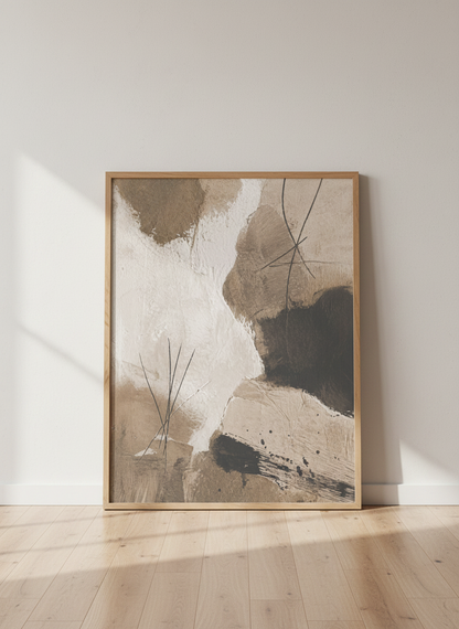Abstract Lines &amp; Texture Wall Art Print | Boho Living Room Decor | Neutral Aesthetic