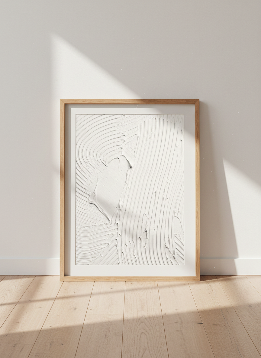 Abstract White Texture Wall Art Print | Minimalist Living Room Decor | Modern Aesthetic Poster | Neutral Textured Art