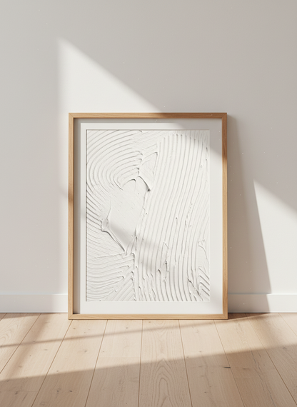Abstract White Texture Wall Art Print | Minimalist Living Room Decor | Modern Aesthetic Poster | Neutral Textured Art