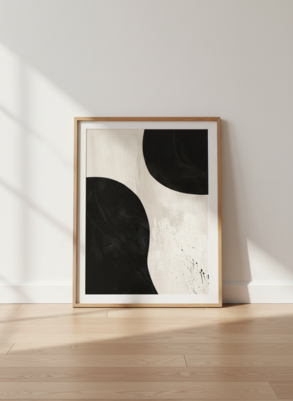Abstract Black Beige Wall Art | Minimalist Neutral Poster Print | Modern Home Decor