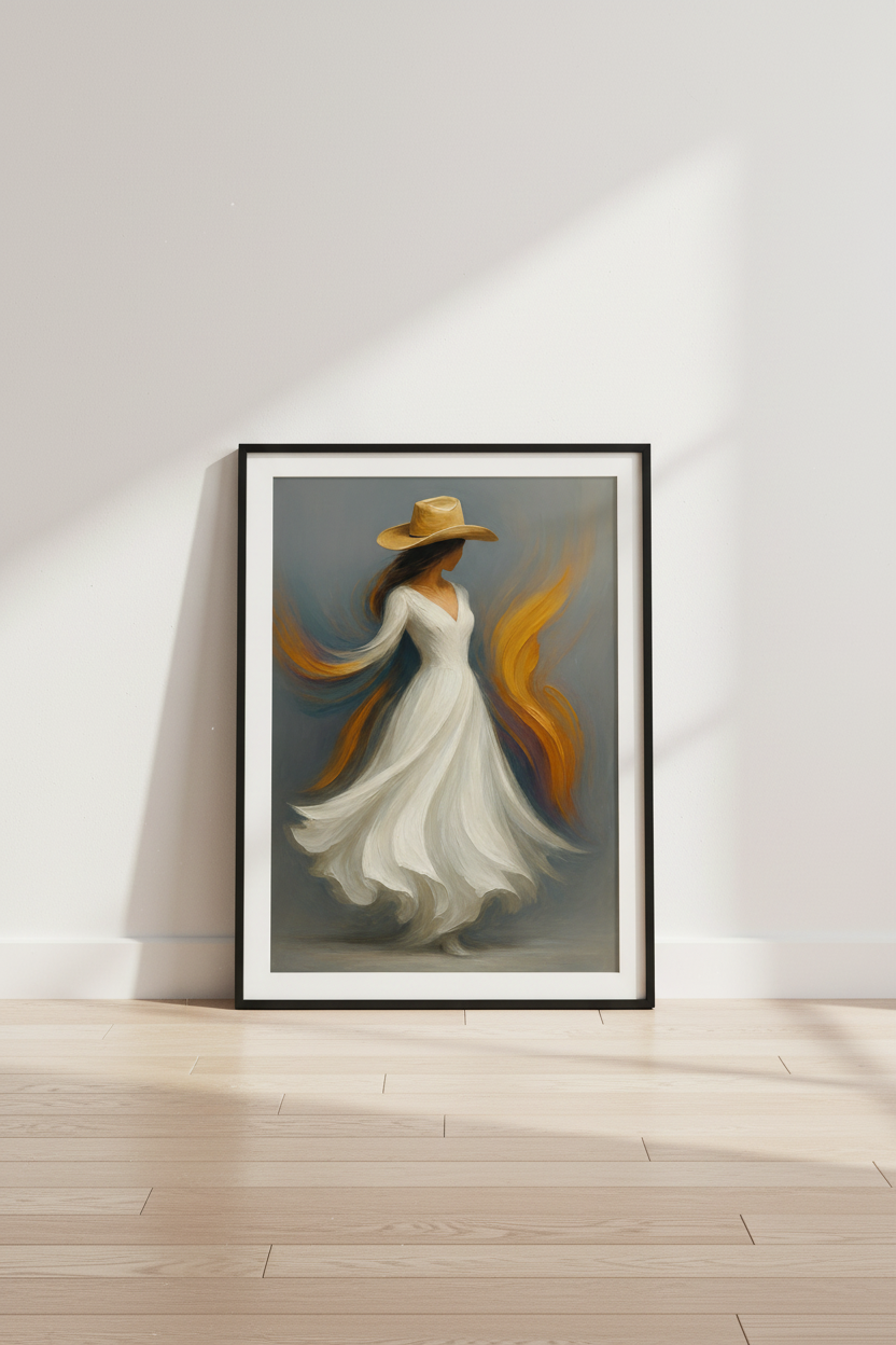 Abstract Impressionist Cowgirl Wall Art Print | Modern Southwestern Decor | Boho Western Poster | Gallery Wall Art