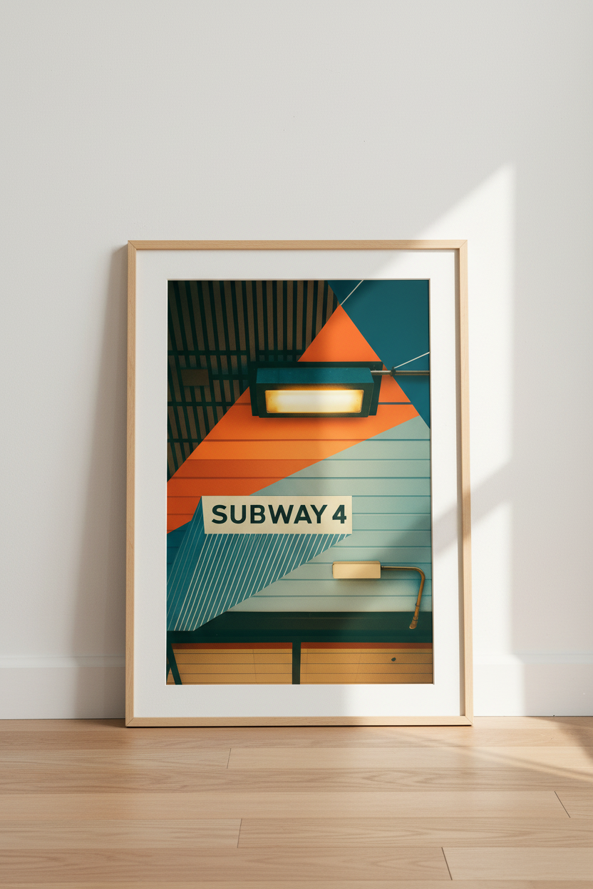 Abstract Subway Wall Art Print | Modern Home Decor | Industrial Framed Poster | Retro Color Aesthetic Ready to Hang