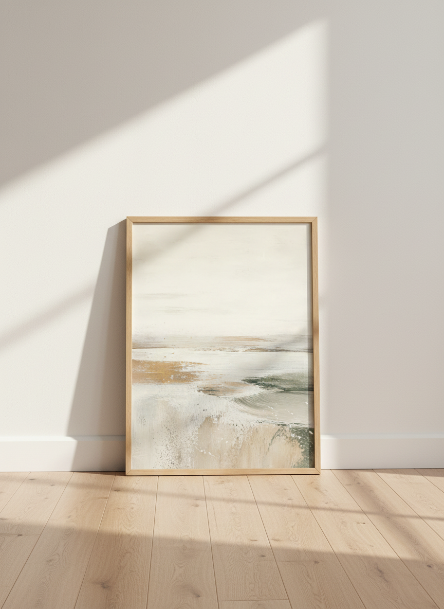 Abstract Coastal Art Print | Minimalist Ocean Wall Decor | Neutral Beach Poster