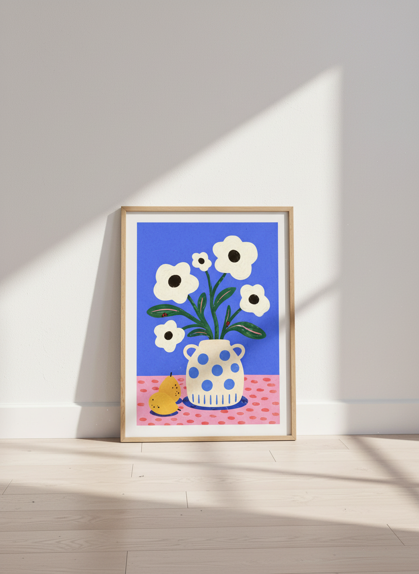 Abstract Floral Wall Art Print | Boho Kitchen Decor | Colorful Botanical Poster | Groovy Living Room Art | Mid Century Modern