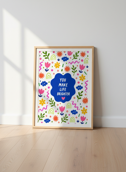 Positive Quote Wall Art Print | Boho Kids Room Decor | Bright &amp; Happy Inspirational Poster | &