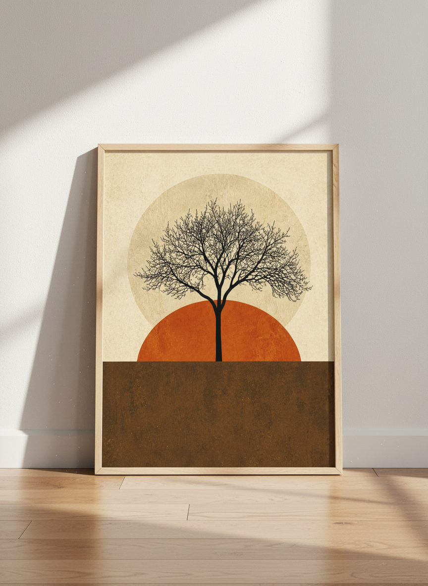 Minimalist Tree Wall Art Print | Boho Living Room Decor | Mid Century Modern Poster | Abstract Nature Art | Earth Tone Wall Decor