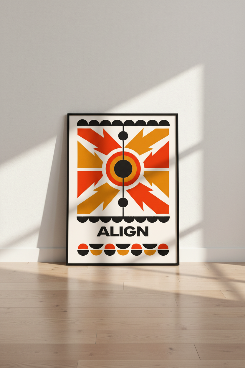 Abstract Align Wall Art Print | Mid-Century Modern Home Decor | Geometric Target Red Orange Yellow Poster | Unframed Art Print
