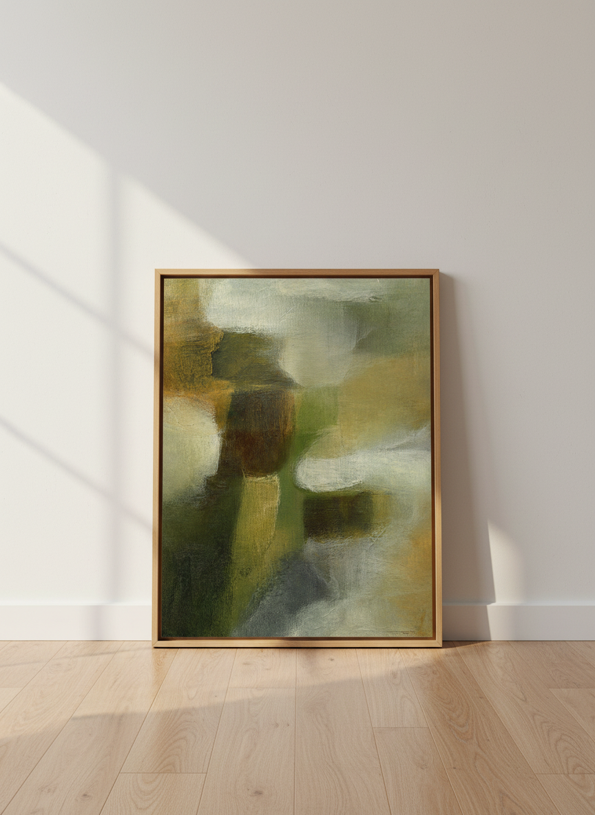 Abstract Impressionist Wall Art Print | Muted Earth Tones Home Decor | Farmhouse Aesthetic Framed Poster