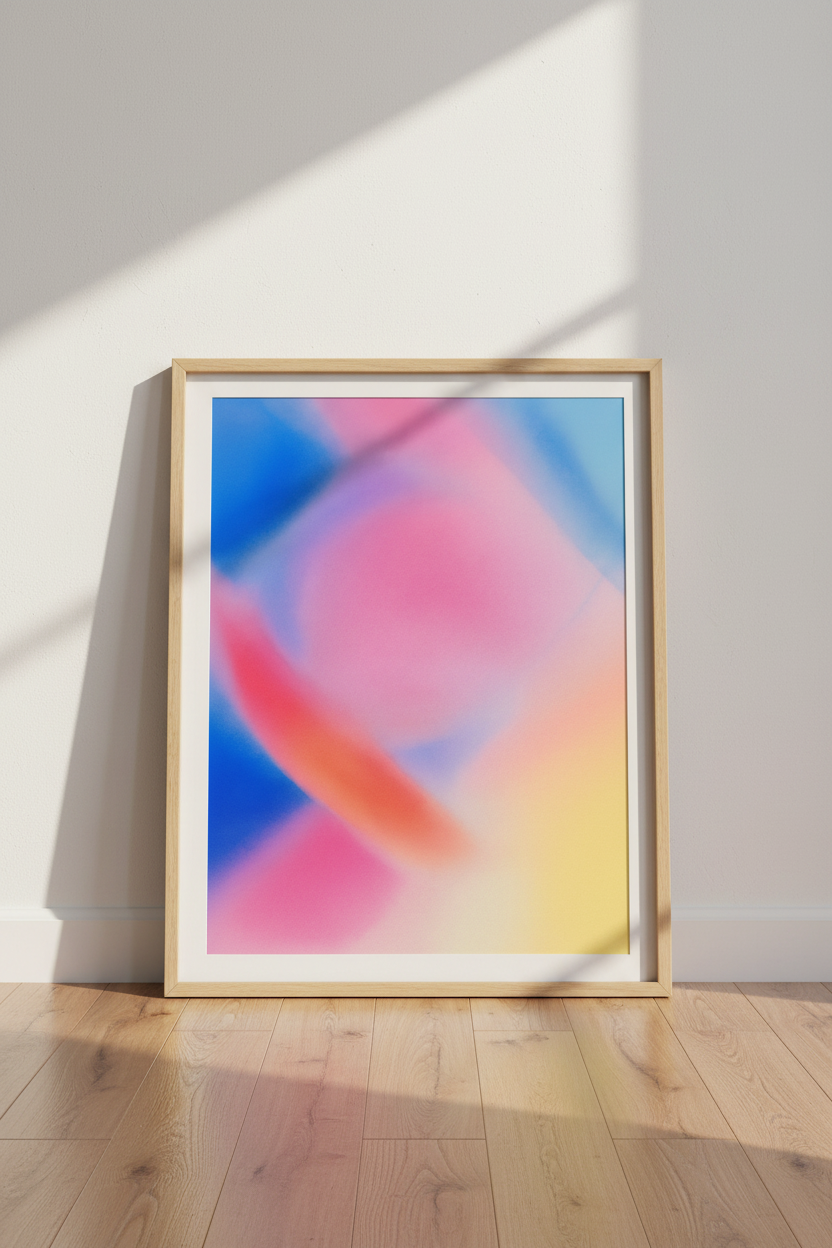 Abstract Gradient Wall Art Print | Modern Home Decor | Aesthetic Framed Poster | Colorful Ombre Framed Art