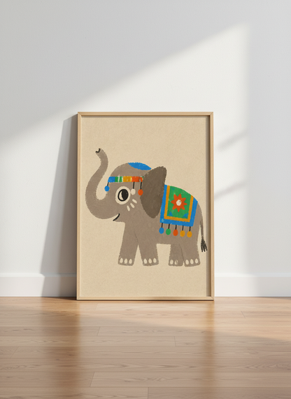 Nursery Elephant Wall Art Print | Boho Kids Room Decor | Whimsical Animal Poster | Cute Nursery Art | Baby Shower Gift