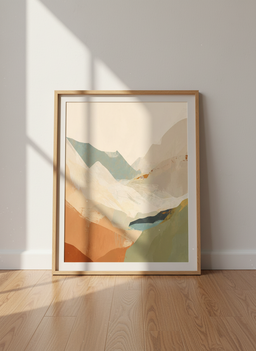Abstract Mountain Landscape Wall Art Print | Boho Living Room Decor | Neutral Aesthetic Poster | Modern Farmhouse Art