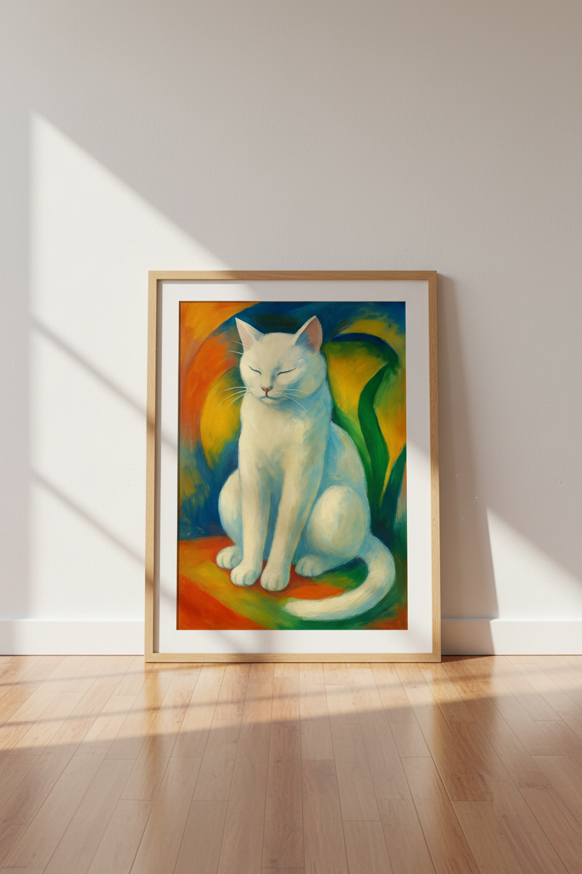 Abstract Cat Wall Art Print | Boho Living Room Decor | Colorful Feline Poster | Pet Lover Gift | Framed Unframed Digital