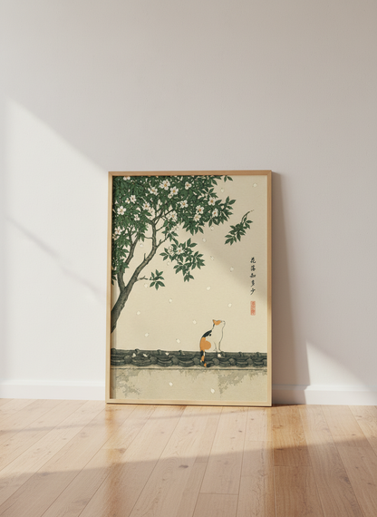 Ukiyo-e Cat Wall Art Print | Japanese Art Print, Calico Cat Art, Cat Home Decor