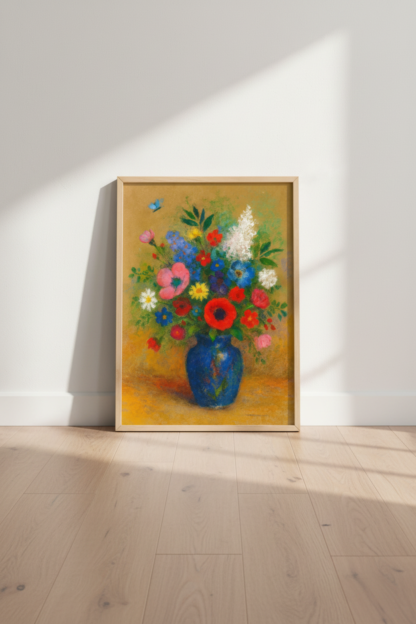 Vibrant Floral Still Life Framed Wall Art | Colorful Botanical Decor | Impressionist Flower Vase Poster