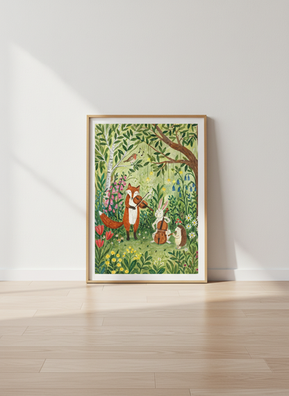 Woodland Animal Orchestra Art Print | Nursery Decor, Children&