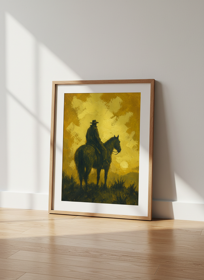 Western Cowboy Wall Art Print | Farmhouse Decor | Rustic Framed Canvas Poster | Ready to Hang Wild West Art