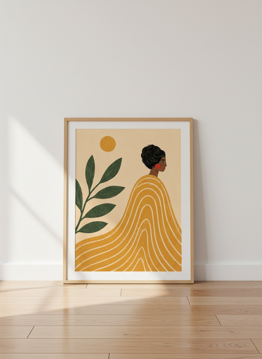Minimalist Woman Art Print | Bohemian Bedroom Decor | Mid Century Modern Wall Art | Abstract Portrait Poster | Gift for Her