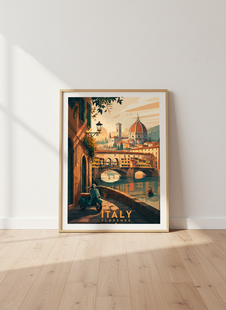 Florence Italy Travel Print | Tuscan Vibes Wall Art, Europe Decor, Rustic Home Gift