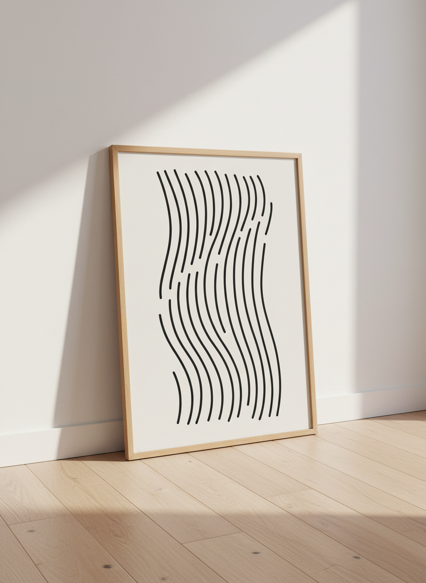Minimalist Abstract Lines Wall Art Print | Modern Living Room Decor | Neutral Aesthetic Poster | Unframed Canvas | Digital Download