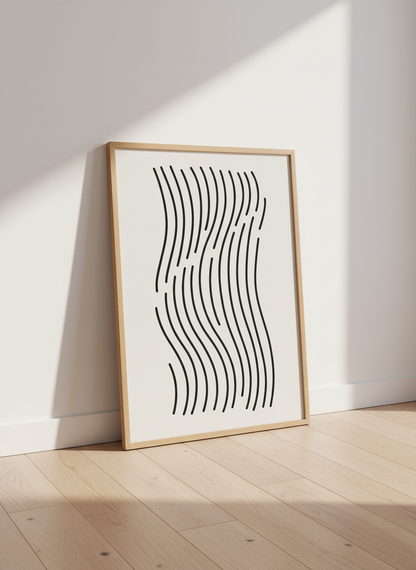 Minimalist Abstract Lines Wall Art Print | Modern Living Room Decor | Neutral Aesthetic Poster | Unframed Canvas | Digital Download