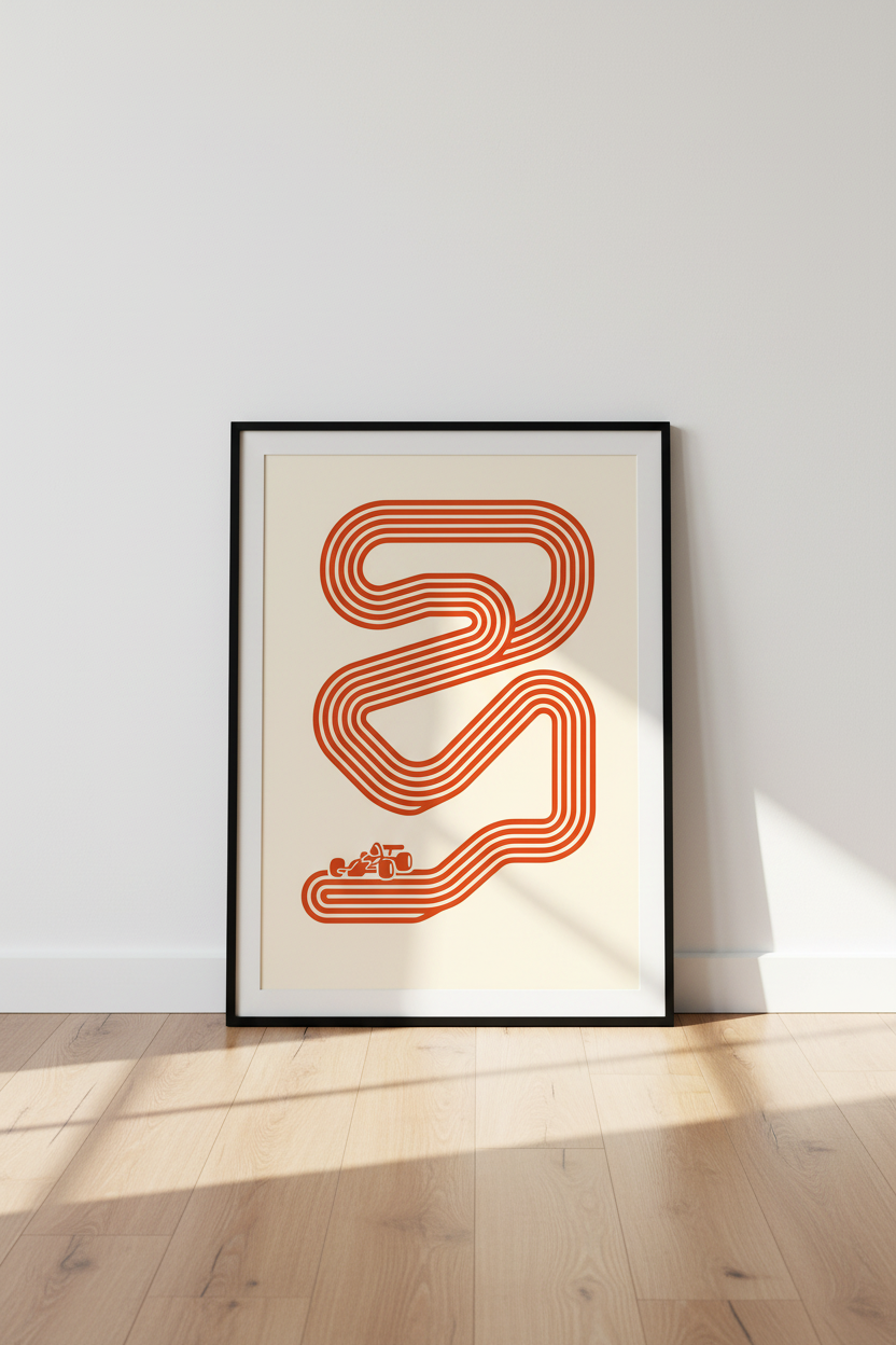 F1 Race Track Wall Art | Minimalist Formula 1 Poster Print | Motorsport Home Decor | Modern Racing Circuit Wall Hanging