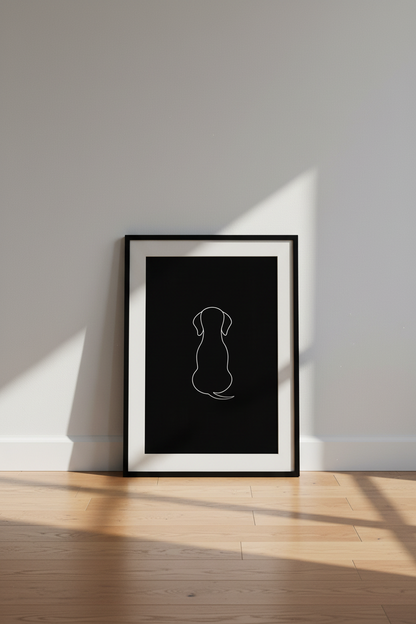 Minimalist Dog Line Art Print | Dachshund Wall Art Poster | Modern Pet Home Decor | Black &amp; White Animal Outline Art Print