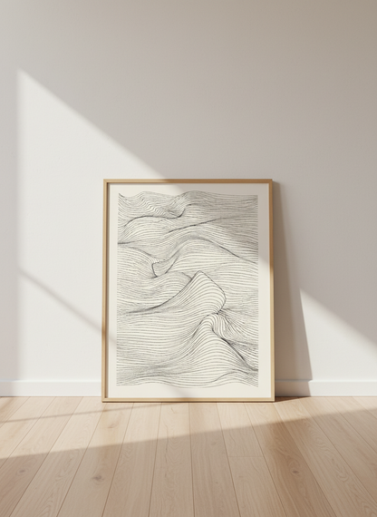 Abstract Topography Wall Art Print | Modern Living Room Decor | Minimalist Framed Poster | Ready to Hang Line Art