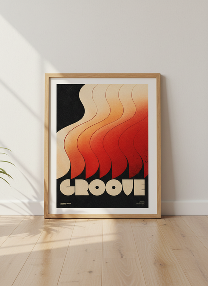 Retro Groove Wave Art Print | Mid-Century Modern Home Decor | Vibrant Abstract Music