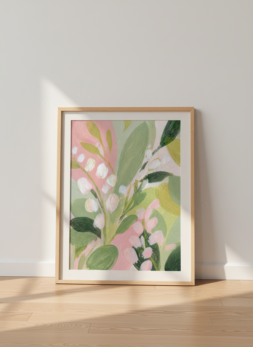 Abstract Floral Wall Art Print | Boho Bedroom Decor | Pink Green Sage Nursery Poster | Botanical Gallery Wall Art | Flower Market