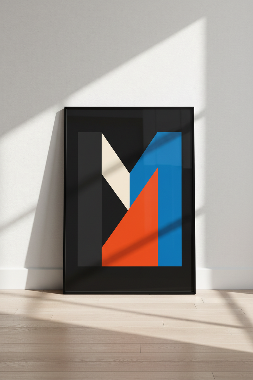 Abstract Geometric Wall Art Print | Mid Century Modern Wall Decor | Minimalist Contemporary Poster | Abstract Letter M