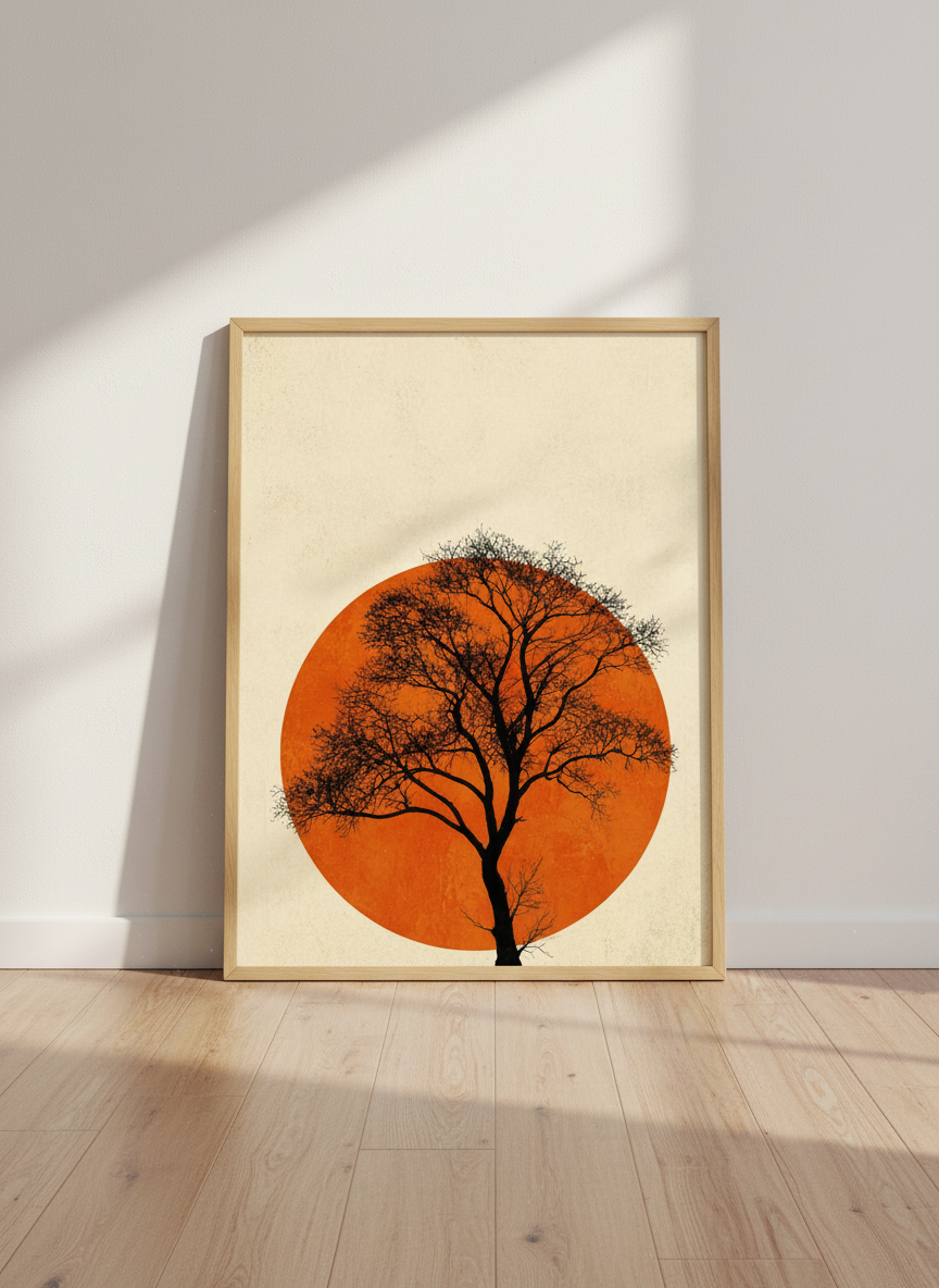 Minimalist Tree Wall Art Print | Mid Century Modern Wall Decor | Boho Silhouette Poster | Abstract Landscape Art for Living Room