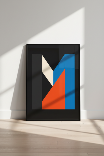 Abstract Geometric Wall Art Print | Mid Century Modern Wall Decor | Minimalist Contemporary Poster | Abstract Letter M