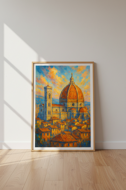 Impressionist Florence Duomo Wall Art Print | Living Room Decor | Tuscan Cityscape Poster | Italian Travel Home Decor