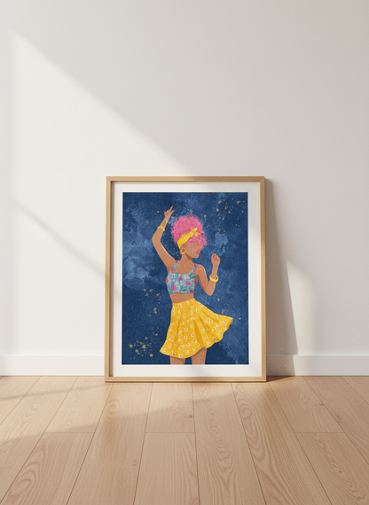 Woman Dancing Art Print | Colorful Abstract Wall Decor | Boho Chic Poster Gift