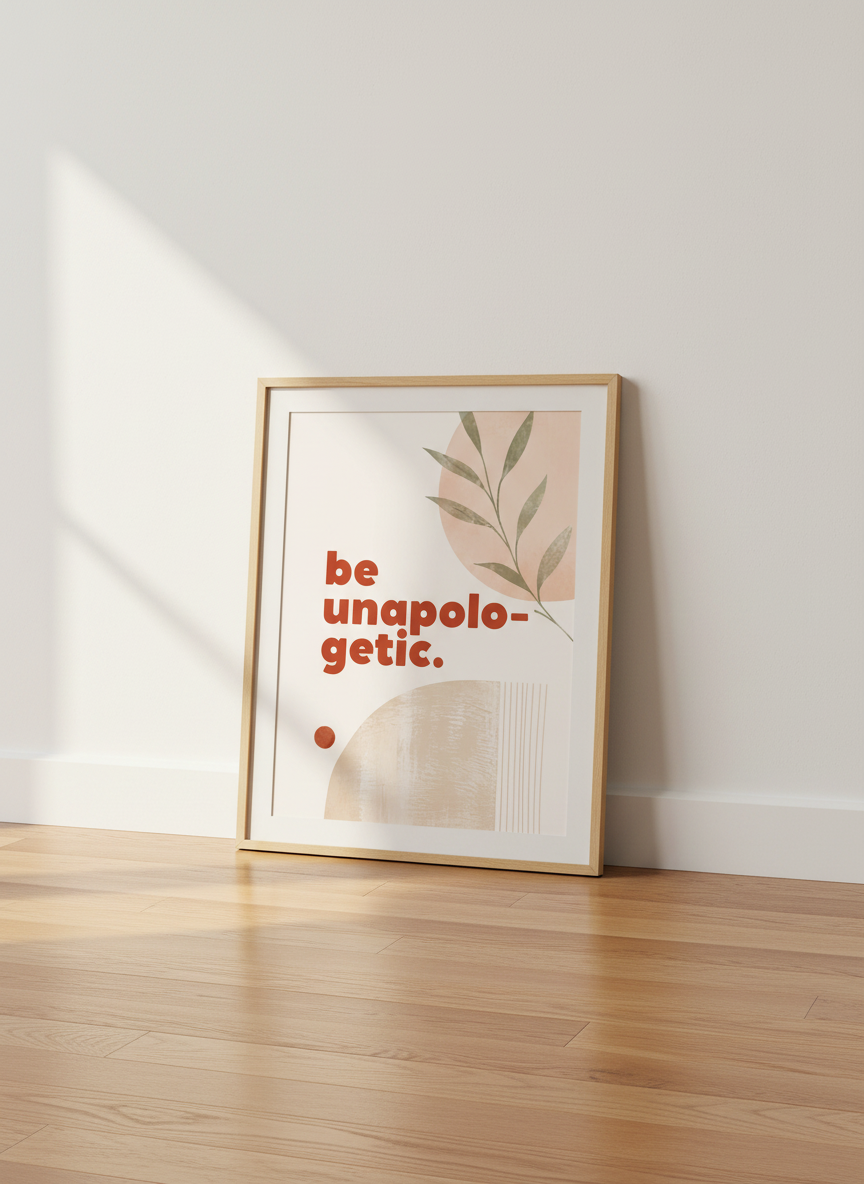 Be Unapologetic Wall Art | Boho Quote Print, Aesthetic Dorm Decor, Empowering Gift