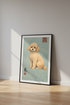 Charming Poodle Dog Wall Art Print - Japanese Style Home Decor Pet Portrait Poster - Beige Poodle Art Print with Kanji