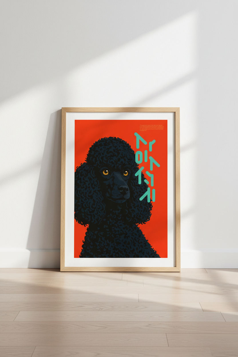 Minimalist Black Poodle Wall Art Print
