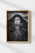 Gothic Landscape Print | Dark Academia Stone Archway, Moody Black and White Poster