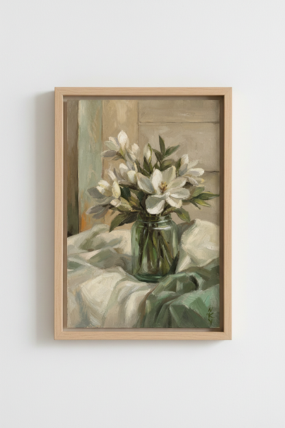 Magnolia Wall Art | Sage Ivory, Living Room Decor