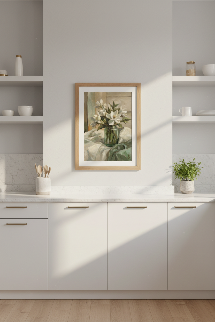 Magnolia Wall Art | Sage Ivory, Living Room Decor