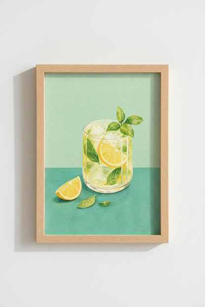 Beverage Kitchen Wall Art | Watercolor Citrus Cocktail Poster, Modern Dining Decor