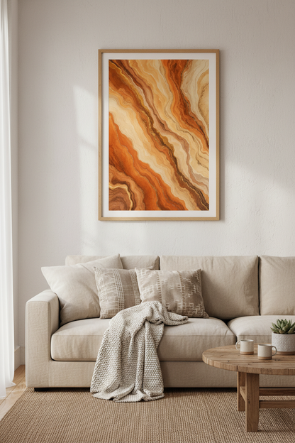 Abstract Agate Marble Wall Art | Earth Tone Burnt Orange Decor | Modern Boho Poster