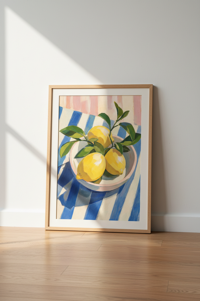 Lemon Kitchen Wall Art Print | Mediterranean Citrus Decor | Colorful Food Poster