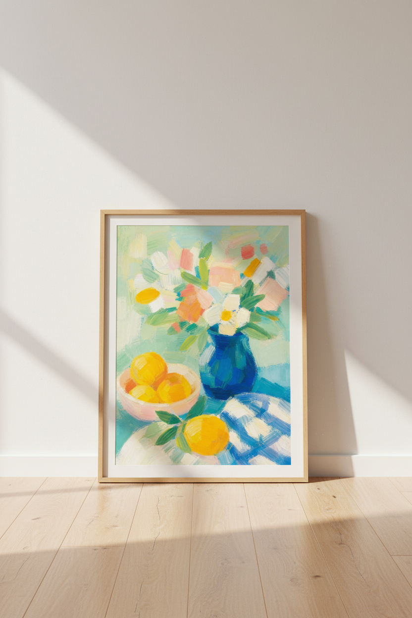 Abstract floral art | vibrant palette, living room decor