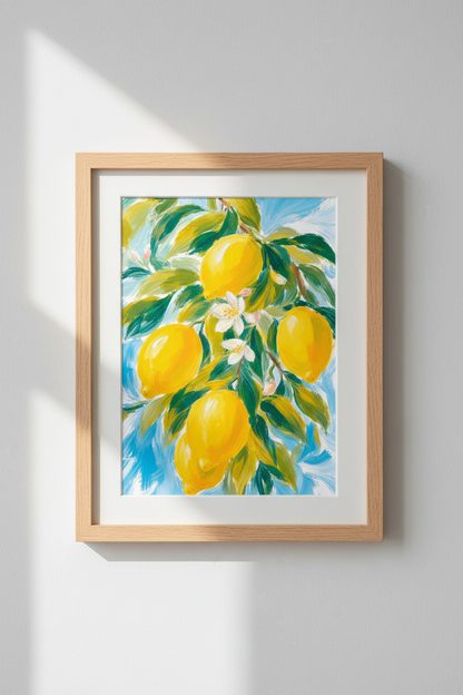 Lemon Wall Art Print | Living Room Decor | Bright Poster